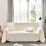 HNTYSM 2 Stück Kissenbezug 45x45cm passend zum gleichen Sofa Decken Sofabezug Sofaüberwurf (Nicht-gerade Weiss)