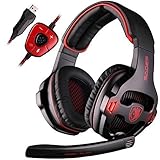 SADES SA810 PS4 Xbox One Headset über Ohr Stereo Gaming Headset Bass-Spiel-Kopfhörer mit Mikrofon Schallschutz (schwarz und blau) (SA903)