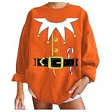 Weihnachten Sweatshirt Damen Oversized Sweatshirt Teenager Mädchen Vintage Pulli Herbst Langarm Pullover Damen Sweatshirts Lose Weihnachten Rundhalsausschnitt Langarm Casual Basic Pullover Top