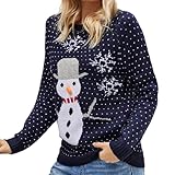 EMPERSTAR Damen Rentier Schneeflocke Midi Weihnachten Pullover Pullover Pullover Dunkelblau 2+L