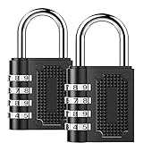 2 Pack Lanboo Kombinations Zahlenschloss, 4-Stellige Anti Rost Wetterfeste Vorhängeschloss, Ideal Sicherheit Kombinationsschloss für Schule Gym Locker, Schränke,Tool Box etc (Short Shackle)