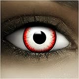 Farbige rot weiß schwarze Kontaktlinsen Undead Zombie + Kunstblut Kapseln + Behälter von FXCONTACTS®, weich, ohne Stärke als 2er Pack - perfekt zu Halloween, Karneval, Fasching oder F