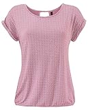 Fleasee Damen T-Shirt Rundhals Kurzarmshirt mit Allover Druck Sommer Bluse Casual Top, Rot, XXL