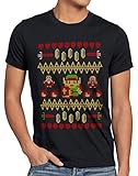 style3 Link Ugly Christmas Sweater Herren T-Shirt Strick Pulli Weihnachten Xmas, Größe:L, Farbe:Schw