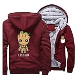 CNLINAHOME Herren Hoodie Herbst und Winter Dicke Reißverschlussjacke für Groot 3D Gedruckter Hoodie Sportmantel D-L