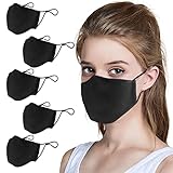 PIPRE 5 Stück Masken Waschbar Stoffmaske, Gesichtsbedeckung mit Atmungsaktiven Komfortschlaufen, Multifunktional Trainingsmaske für Radfahren, Laufen, Staubschutzmaske für Damen, Herren, Schw