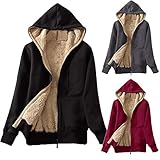 shesuseke Kapuzenjacke Winterjacke Damen Herbst Winter Fleecejacke Oberbekleidung,Warme Hooded Sportbekleidung Mantel,Cardigan-Mäntel mit durchgehendem Reiß