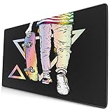 Großes dekoratives Gaming-Mauspad,Junge Skater in Jeans und Turnschuhen Skatebo,lange Computermausmatte mit rutschfester Gummibasis für Büro/Spiele/Z