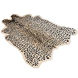 AmandaJ Teppich mit Leopardenmuster, Kunstfell-Teppich, Tierdruck, großer Leopard-Kunstfellimitat, weicher Teppich, Tieraufdruck, Kunstteppich für Heimdek