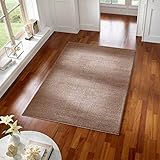Taracarpet Teppich Kurzflor modern für Wohnzimmer Schlafzimmer und das Kinderzimmer super weich und Öko Tex Zertifiziert braun 120x170