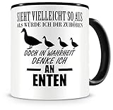 Samunshi® Enten Tasse mit Spruch Geschenk für Mann Frau Oma oder Opa Kaffeetasse groß Lustige Tassen zum Geburtstag schwarz 300