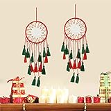 JPJB Weihnachts-Wandbehang, handgewebt, Traumfänger, Heimdekoration, Anhänger, geeignet für Tür, Wohnzimmer, Schlafzimmer, Schlafsaal, Windspiele (19 cm lang), 2 Stück