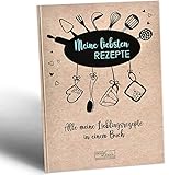 DESIGN WUNDER® Rezeptbuch zum Selberschreiben A4 aus 100% recyceltem Papier - Meine Lieblingsrezepte zum Selberschreiben & Ausfüllen gesammelt im eigenen Rezeptbuch - DIY Kochbuch selbst schreib