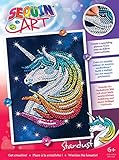 Mammut Spiel & Geschenk 8011923 Sequin Art Paillettenbild Einhorn, Steckbild, Komplettset mit Styropor-Rahmen, Bildvorlage, Pailletten, Steckstiften, Anleitung, Bastelset für Kinder ab 6 Jahre, b