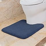 VANZAVANZU WC Vorleger mit Ausschnitt rutschfest WC Teppich Verdickt Klovorleger Weich Stand WC-Vorleger Flauschige Mikrofaser Toilette Badteppich - 50 x 60cm (Marineblau)