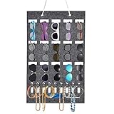 moonlux Tasche zum Aufhängen der Brille, Filztasche, 15 Slots Filz Tuch Wandtasche Hängen Brillen Display, 9 Slots Schlü