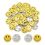 Dofu 50 Stück Smiley-Abzeichen mit gelbem Smiley-Gesicht, runde Smiley-Abzeichen für Studenten, belohntes Zubehör, Kellner, Rucksack (2,5 cm)
