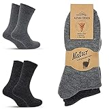 MOUNTREX Alpaka Socken, Wollsocken für Damen, Herren - Wintersocken, Warme Haussocken, Thermosocken - 90% Wolle, 10% Polyamid - Kuschelsocken - 2 Paar, Grau/Anthrazit (Dick Thermo), 39-42