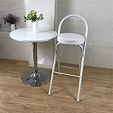 HMM Klappbar Barhocker Barstuhl Sitzhöhe 65 cm, Runder Pu Kunstleder, Mit Fußschemel, Küchenstühle, Thekenstühle Thekenstuhl Mit Lehne,esszimmerstuhl, Faltbar, Platzsp