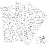 Reastar Glitzersteine Selbstklebend 3 Blatt Strass Aufkleber, Größe Mixed Selbstklebende Strasssteine, Strasssteine zum Aufkleben mit Pinzette - für DIY Fingernagel Dekorationen (Dia 3-6mm)