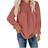 Eaylis Damen Einfarbig Temperament Bluse mit Rücken Spitze Laterne Langarm-Oberteil, T-Shirt Jumper Sweatshirt Pullover Bluse Solide Oversize Tunika Langam/Kurzarm Tops Langarmshirt Ob