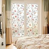 Window Film,Fensterfolie Blickdicht, Sichtschutzfolie Fenster, Milchglasfolie Spiegelfolie,Fensterfolie Selbsthaftend,Fenster Folie,Anti-Uv,Für Zuhause,Bad Oder Büro,Plant,45x60
