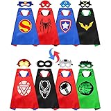 Superhelden Kostüm Kinder Doppelseitiges Design Dress Up 4 Umhänge / 8 Masken Cosplay Kostüme Spielzeug ab Partei Zurechtmachen, für Kindergeburtstag Halloween oder Karneva Umhang Geschenk