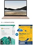 Microsoft Surface Laptop 4, 13,5 Zoll Laptop (Intel Core i5, 8GB RAM, 512GB SSD, Win 10 Home) Sandstein + 365 Family 12+3 Monate | 6 Nutzer | Mehrere PCs/Macs, Tablets & Mobile G