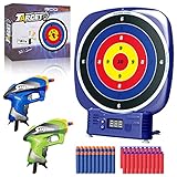 Elektrische Zielscheibe für Nerf Pfeilen, Bögen/Armbrüste mit Saugpfeile, Digitales Bewertung Ziel mit 2 Spielzeug Pistole,40 Schaumstoff Munition, Kinder Schießspiel Geschenk Jungs Mädchen ab 6 J