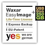 Waxar EasyImage-250, High-End Backup Software inklusive USB-Stick 256GB, läuft automatisch ohne-Installation, kompatibel zu Windows, Mac, Linux, Laptop-Edition -1 Gerät,