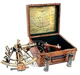 Hanzla Collection Maritimes, antikes Messing, Henry Barrow, nautisches Schiffs-Sextant, 20,3 cm, mit 2 zusätzlichen Teleskop