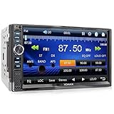 XOMAX XM-2V782 Autoradio mit Mirrorlink für Android, Bluetooth Freisprecheinrichtung, Anschluss für externes Mikrofon , 7 Zoll / 18cm Touchscreen Bildschirm, 7 Farben, FM RDS, AUX, SD, USB, 2 DIN