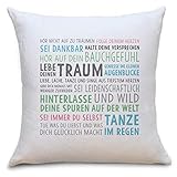 Lebe Deinen Traum Flauschiges Kissen mit Bild Geschenke Geschenkideen für Kinder Baby Junge Mädchen zum Geburtstag Zierkissen mit Füllung