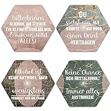 Interluxe LED Untersetzer Hexagon 4er Set mit GRATIS ERSATZBATTERIEN - Alkohol Sprüche Pastel - Vier leuchtende Design, Geschenk für Freunde & Bekannte, Familie, Geburtstag, Party