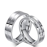 ANAZOZ Sei mit dir für Immer Schmuck Edelstahl Trauringe für Paar, Breite 6MM, Silber, 5A Zirkoonia Partnerringe Eheringe Trauung für Herren Größe 60 (19.1)