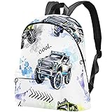 PLOKIJ Kindergartenruck sack Catoon Geländewagen Kindergartenrucksack für 2-6 Jährige Kinder im Kindergarten und Kinderrucksack für die Kita 44x35x14 CM