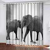 LucaSng Verdunkelungsvorhang Kinderzimmer Junge Schwarz und weiß Tier Vorhänge Kinderzimmer Junge 3D Muster Kinderzimmer Schlafzimmer Wohnzimmer Gardinen Vorhang 2Er Set 140x245 cm(B x H)