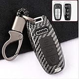 ontto Smart Autoschlüssel Hülle Cover für Audi 2019 2020 A6 A7 A8 E-Tron S6 RS6 S7 RS7 Q7 SQ7 Q8 SQ8 A8L A6L Schlüsselhülle Schlüsselanhänger Plastik Schlüssel Schutz Etui Case-Kohlefaser schw