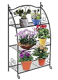 DOEWORKS 3 Etagen Metall Pflanzenständer Blumentreppen Blumentopf Gartenregal Lagerregal Topfhalter für Indoor Outdoor, Schw