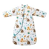 Baby Winter schlafsack Kinder schlafsack 3.5 Tog Schlafsaecke aus Bio Baumwolle Verschiedene Groessen von Geburt bis 4 Jahre alt (M:Höhe 75cm-90cm/6-18 Monate, Tierwelt)