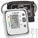 CAZON Oberarm Blutdruckmessgeräte Digital Vollautomatisch Blutdruckmessgerät und Pulsmessung Blutdruckmessung mit Arrhythmie Anzeige LCD Display,22-40cm große Manschette, 2x120 Dual-User-M