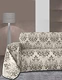 Byour3® Sofabezug Baumwolle 2 3 4 Sitzer Sofa Cover Sofaüberwurf Auch Für Ecksofa L U Form Sofa-couch Abdeckung Alles Couchbezug Abwaschbar Jacquard Blumenmuster (Taupe Damast, 1 Sitzer)