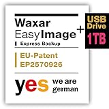 Waxar EasyImage-1000, High-End Backup Software inklusive USB-Festplatte 1TB, läuft automatisch ohne-Installation, kompatibel zu Windows, Mac, Linux, Server-Edition -1 Gerät, eng