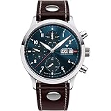 Junkers Cockpit Analog Quarz Flieger Uhr Chronograph Lederarmband Saphirglas blau 9.14.01.12