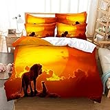 MANXI Disney Lion King Fun in The Sun 3-teiliges Bettwäsche-Set – inklusive Wendedecke – Bettwäsche mit Simba (Queen-Size-Bett (228 x 228 cm)