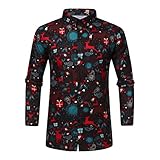 Herren Hemd Pullover T-Shirt Kapuzenpullover Sweatshirts Fun-KapuzenpulloverHoodies Jacken Weihnachtshemd Herren Weihnachten Muster 3D Bedruckte Langärm Slim Fit Stehkragen Bügelfrei Männer M-XXXL