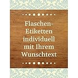8 Flaschenetiketten selbstklebend mit Text personalisiert - Etikett Holz Look - Flaschen Aufkleber für Wein oder Sek