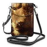 Crossbody Handytasche, Motiv: Gaze Tiger, Geldbörse, Kreditkartenfächer, Unisex, mit Schulterg