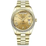 CADISEN Automatik Uhr Herren Mechanische Automatikuhr Saphirglas Und Edelstahlarmband Uhr (Gold)
