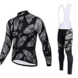 Herren Radanzug Langarm Radtrikot Shirt+9D Gepolsterte Reithose Schnell Trocknend Radbekleidungsset Zum Radfahren,Wandern,Laufen Sportbekleidung (Color : A, Size : S)